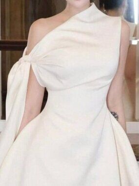 Apricot Elegant Women's Tie-Shoulder Sleeveless Minimalist Short Shift Dress